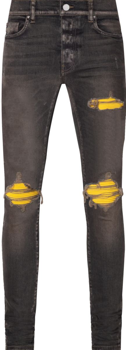 Amiri Dark Indigo Yellow Suede Mx Jeans Inc Style