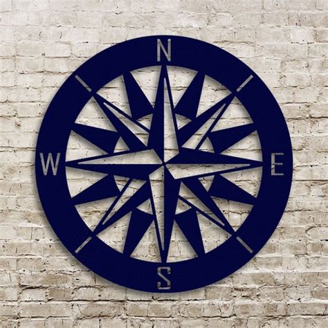 Nautical Compass Rose Metal Wall Art With Monogram Letter Etsy