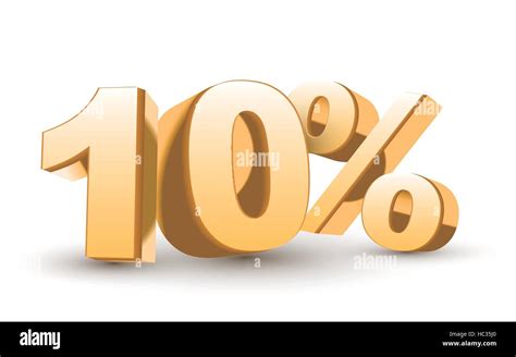 3d Shiny Golden Discount Collection 10 Percent Isolated White