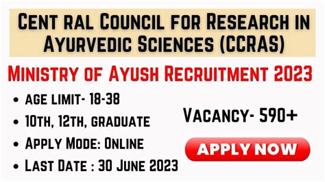 Ministry Of Ayush Recruitment Ii Ccras New Vacancy Ii Vacancy