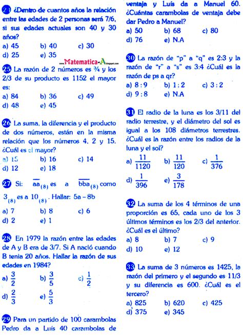 Razones Y Proporciones Conceptos Y Ejercicios Desarrollados