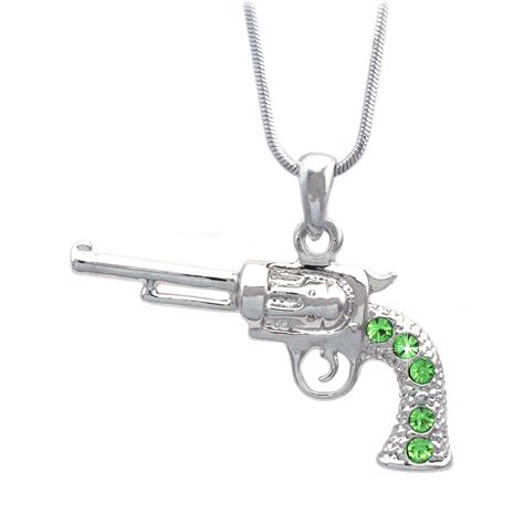 Cocojewelry Cowboy Cowgirl Revolver Gun Pistol Pendant Necklace