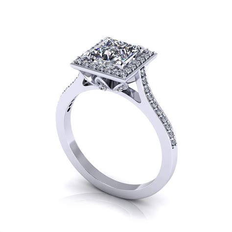 Princess Cut Halo Engagement Ring Jewelry Designs