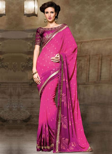 Buy Pink Shade Georgette Saree Saree Online Shopping Sasprh8891