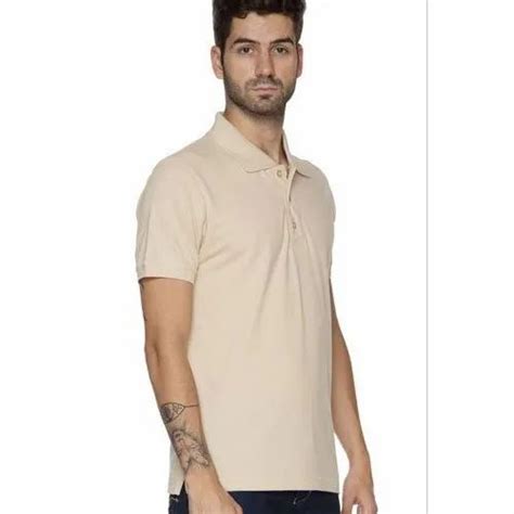 Combed Ring Spun Cotton Plain Ruffty Polo Solid Natural Colour T Shirt