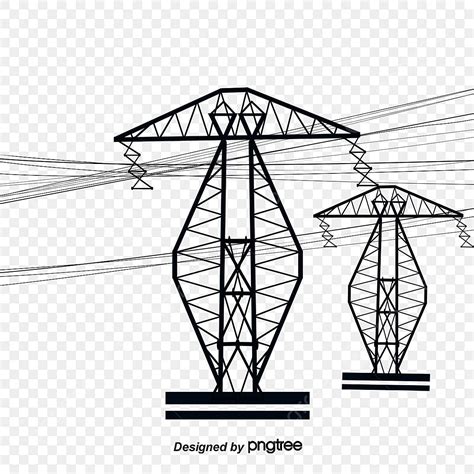 Gambar Kabel Vektor Menara Saluran Tegangan Tinggi Vektor Kabel Garis Tegangan Tinggi Png