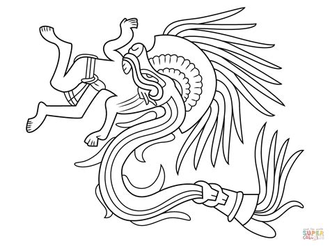 Dibujo De Dios Azteca Quetzalcoatl Para Colorear Dibujos Para Colorear