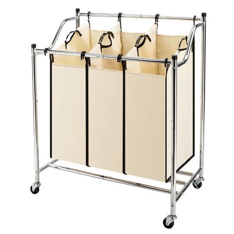 Zimtown Laundry Sorter, 3-Bag Laundry Sorter, Heavy-duty Mobile Laundry ...