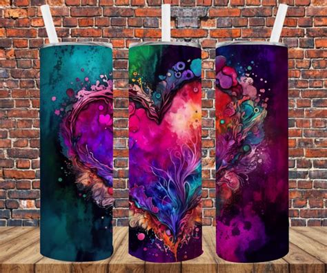 Alcohol Ink Heart Tumbler Wrap Sublimation Transfers Crafty Bucks