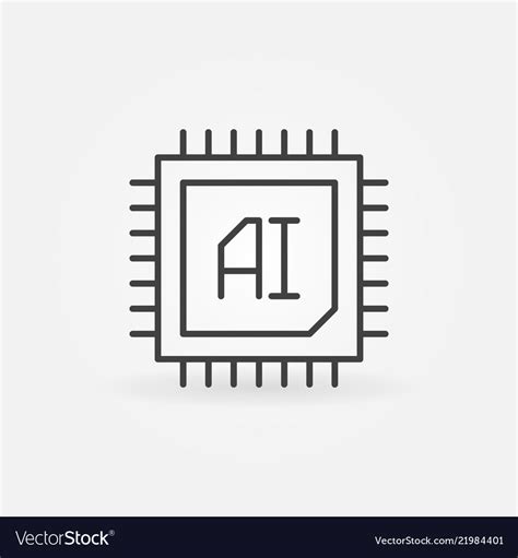 Ai Chip Icon In Thin Line Style Royalty Free Vector Image