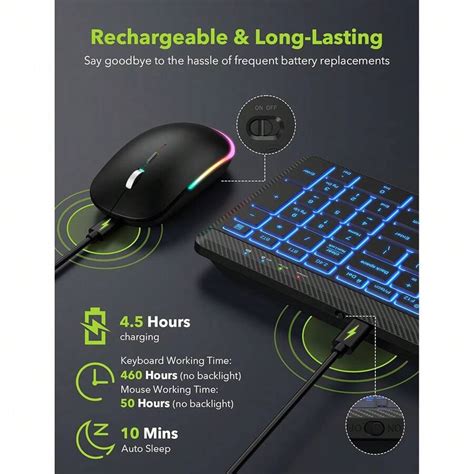 JOMAA Conjunto De Teclado E Mouse Sem Fio Retroiluminado Fino