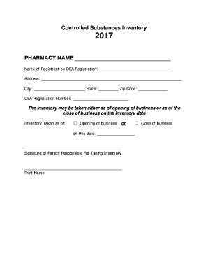 Controlled Substance Inventory Log Fill And Sign Printable Template