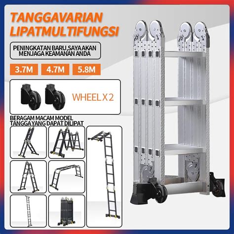 Jual Tangga Lipat 4 7M 3 7M 5 8M Meter Paduan Aluminium Teleskopik