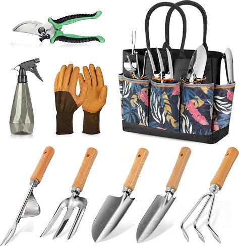 Grenebo Gardening Tools 9 Piece Heavy Duty Gardening Hand