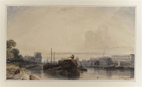 William Wyld London 1806 1889 Paris A Ship Moored Along The Banks