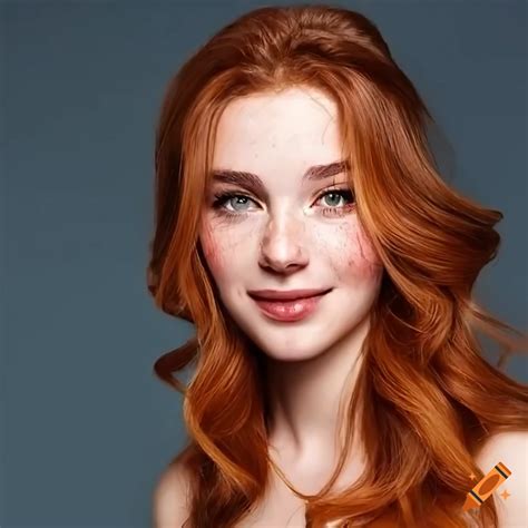 Portrait Of A Beautiful Young Woman With Freckles And Wavy Auburn Hair On Craiyon