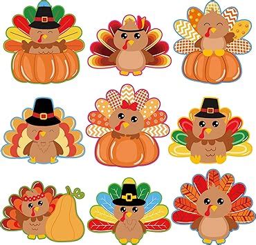 Amazon Thanksgiving Decorations 54 Pcs Turkey Cutouts Cartoon