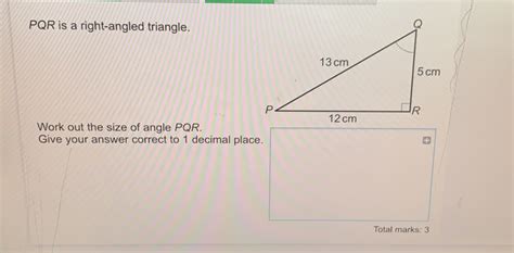 Solved PQR Is A Right Angled Triangle Work Out The Size Of Angle PQR