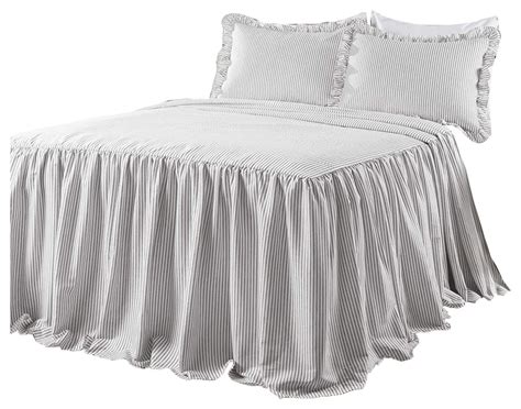 Lush Decor Ticking Stripe Bedspread Gray 2pc Set Twin Traditional