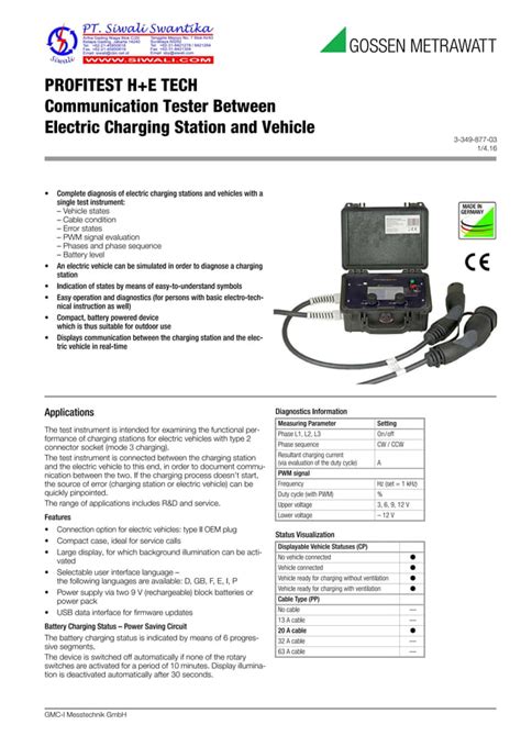 Data Teknis Gossen Metrawatt Installation Tester Profitest H E Tech Pdf