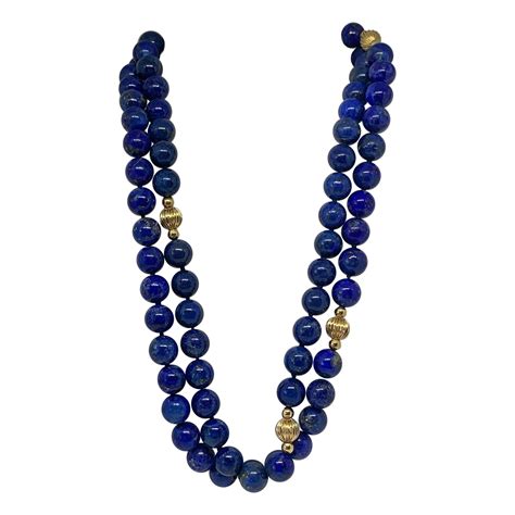 Lapis Lazuli 14 Karat Gold Bead Necklace Beads For Sale At 1stDibs