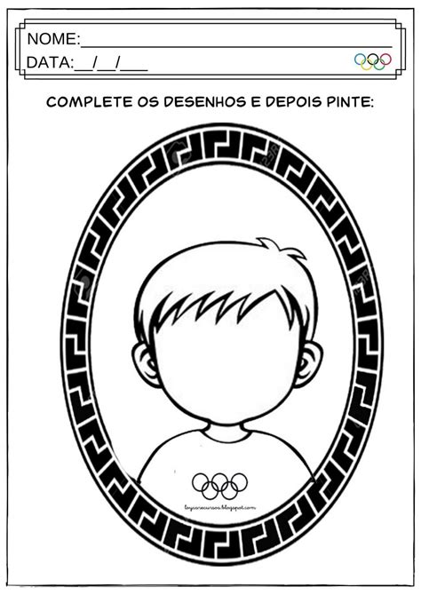 Atividades Olimpíadas Complete os Desenhos e Pinte SÓ ESCOLA