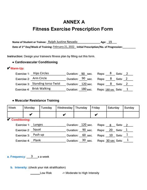 Annex A Ped Fitness Program Annex A Fitness Exercise