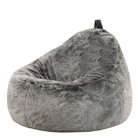 Pouf Fausse Fourrure Gris Loup Cocoon Maisons Du Monde