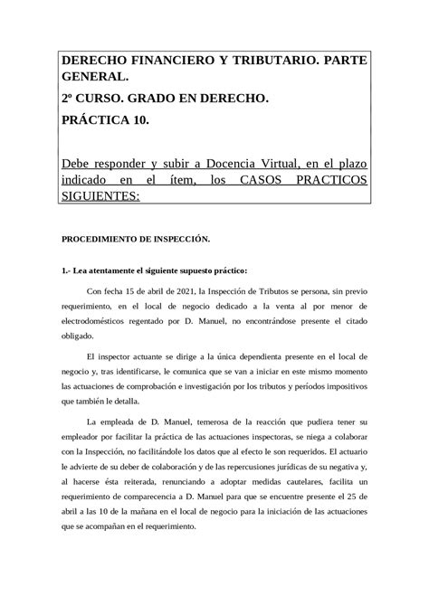 Caso PrÁctico Derecho Financiero Docsity