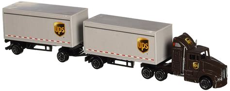 Die-Cast with Plastic Parts 8" UPS Tractor Semi Truck With 2 Trailers | eBay