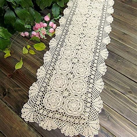 Cooky Handmade Crochet Doily Table Runners Rustic Crochet Cloth Lace Doily Floral