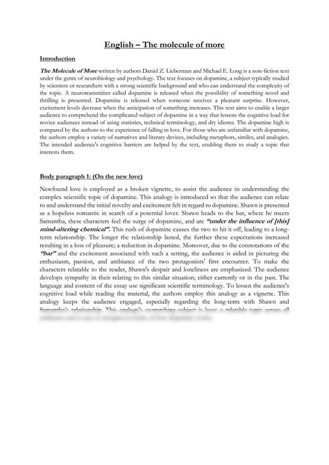 English Molecule of More | English - Year 11 SACE | Thinkswap