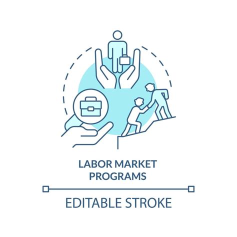 Labor Market Programs Turquoise Concept Icon Providing Workplaces