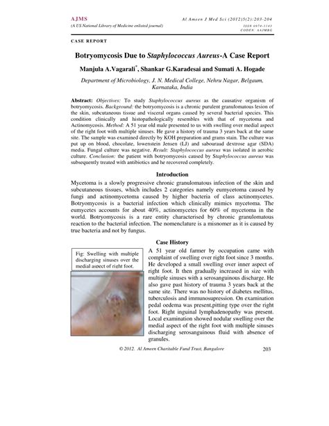 Botryomycosis Due to Staphylococcus Aureus-A Case Report - DocsLib