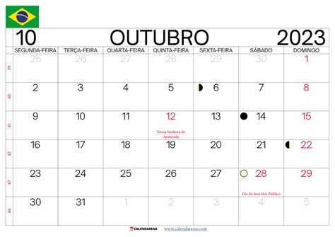 Calendario Outubro Imprimir Brasil