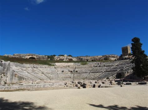 Premium Photo View Of The Greek Theatre Of Syracuse Sicily