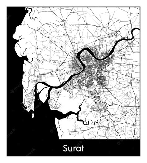 Mapa Mínimo De La Ciudad De Surat India Asia Vector Premium