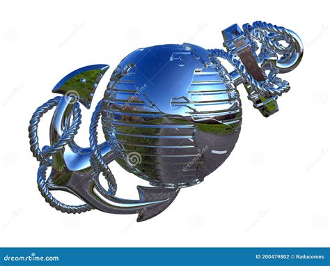 D Rendering Metallic Earth Globe With Anchor Stock Illustration