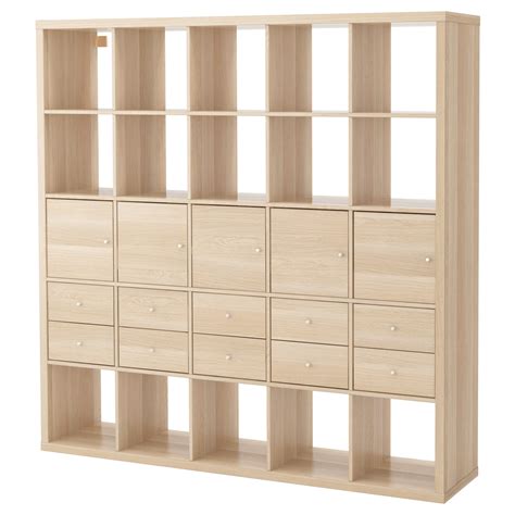 KALLAX Shelving Unit With 10 Inserts White Stained Oak Effect 182x182