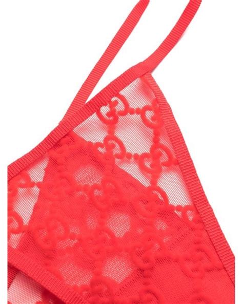 Gucci Gg Semi Sheer Lingerie Set In Red Lyst