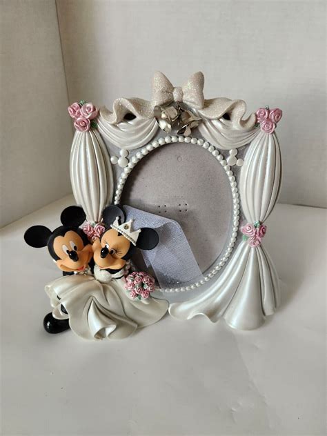 Vintage Disney Mickey Minnie Bride Groom Wedding Bells Picture Frame EBay