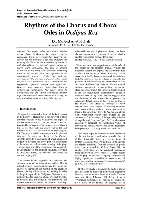 (PDF) Rhythms of the Chorus and Choral Odes in Oedipus Rex