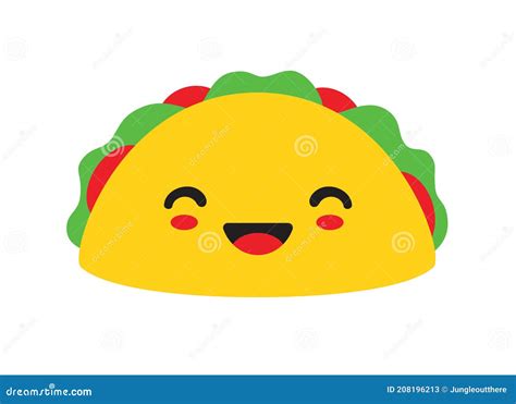 Cute Happy Taco With Face Vector Illustration Stock Vector