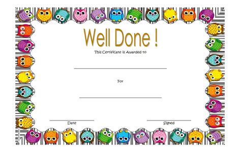 Printable Well Done Certificate Template - Printable Templates Free