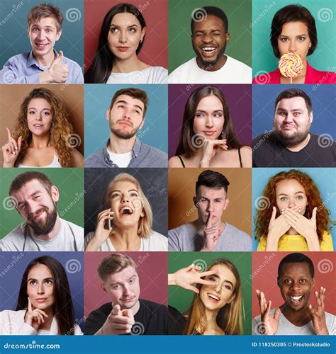 Diverse Young People Positive And Negative Emotions Set Stock Image