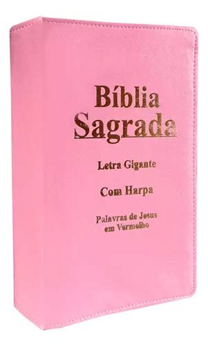 Bíblia Sagrada Letra Gigante Luxo Popular Rosa C Harpa E Palavras De