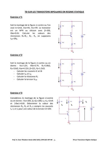 TD 4 Transistors bipolaires en régime statique