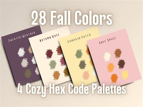 28 Fall Colors 4 Cozy Hex Code Palettes Instant Download PDF and JPEG ...