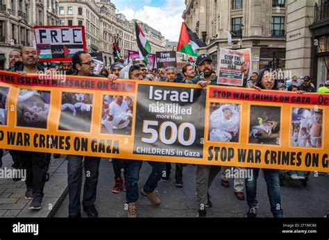 London Uk 14 Oct 2023 Pro Palestinian Protesters March In Central