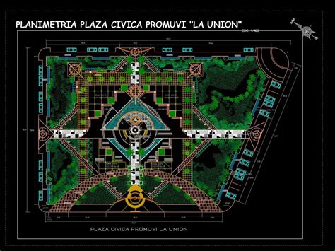 Praça Cívica Em AutoCAD biblioteca CAD